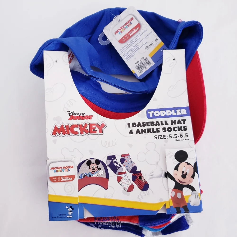 Mickey Toddler baseball hat and 4 ankle socks